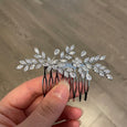 Cubic Zirconia, Diamond Vine Leaves Bridal Hair Comb
