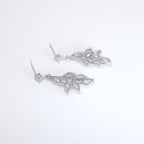 Swarovski Crystal Dainty Vine Leaves Necklace, Long Bridal Jewelry, Bridal Earrings And Necklace, Statement Earrings Cz Necklace Set.