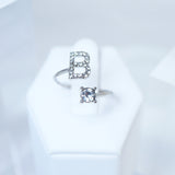 Dainty Crystal B Alphabet Statement Ring, Promise Ring For a Friend, Friendship ring.
