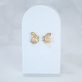 Swarovski Crystal Spots On 3D Gold Butterfly Stud Earrings, Dainty Stud, Statement Earrings.