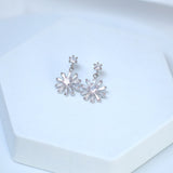 Swarovski Crystal Stainless Steel Dainty Flower Necklace Set , Bridal Jewelry, Bridal Earrings, Statement Earrings Cz, Necklace Set