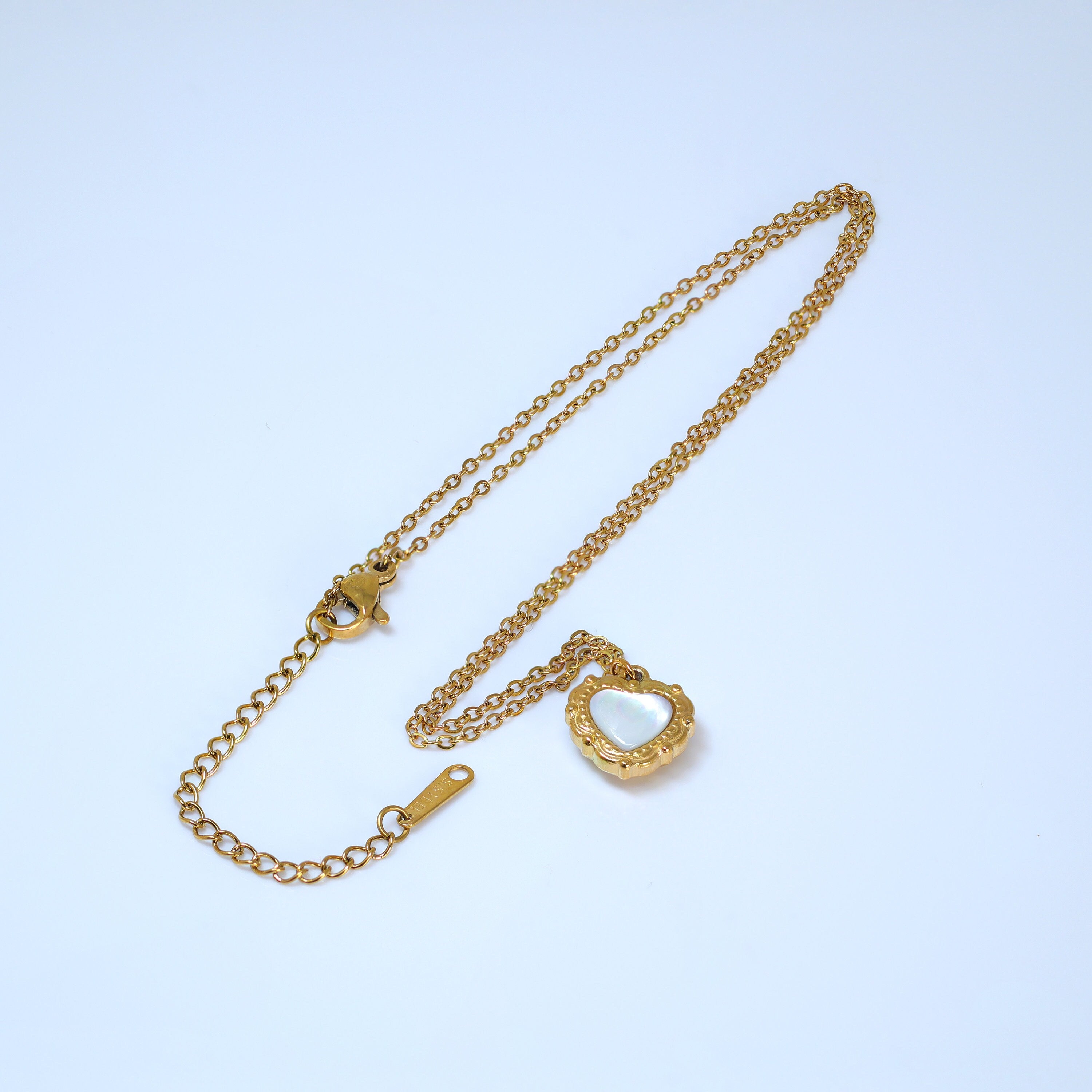 18k Gold Plated Double Sided Dainty Shell in Heart Necklace • Gold Chain Necklace • Minimalist • Gold Serenity Necklace