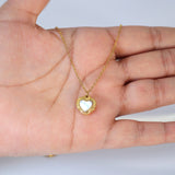 18k Gold Plated Double Sided Dainty Shell in Heart Necklace • Gold Chain Necklace • Minimalist • Gold Serenity Necklace