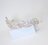 Swarovski Crystal Something Blue And Pink Opal And Floral Leaves Tiara , Bridal Tiara, Wedding Tiara, Crystal Wedding Crown, Tiara Bride