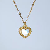 18k Gold Plated Double Sided Dainty Shell in Heart Necklace • Gold Chain Necklace • Minimalist • Gold Serenity Necklace