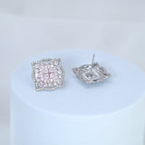 Floral Square Mandala CZ Diamond Earrings, Bridal Jewelry, Bridal Stud Earrings, Crystal Bridal Earrings, Statement Earrings Cz