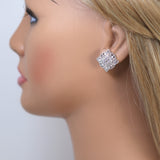 Floral Square Mandala CZ Diamond Earrings, Bridal Jewelry, Bridal Stud Earrings, Crystal Bridal Earrings, Statement Earrings Cz