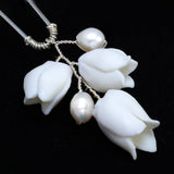 Set Of 3 Freshwater Pearl Dusted White Rose And Lily Blossom Hair comb, Bridal Hair Pins, Bridal Hair Accessories, Wedding Hair Accessory.