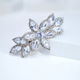 Silver Floral CZ And Rhinestone French Hair Clip, Bridal Hair Accessories, Bridesmaid Gift, Wedding Hair Accessory, Bridal Peach Hair Clip