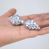 Bow Drops CZ And Rhinestone French Hair Clip, Bridal Hair Accessories, Bridesmaid Gift, Wedding Hair Accessory, Bridal Hair Clip