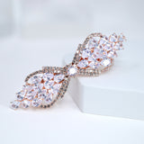 Bow Drops CZ And Rhinestone French Hair Clip, Bridal Hair Accessories, Bridesmaid Gift, Wedding Hair Accessory, Bridal Hair Clip