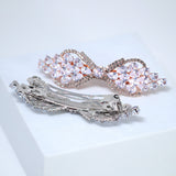 Bow Drops CZ And Rhinestone French Hair Clip, Bridal Hair Accessories, Bridesmaid Gift, Wedding Hair Accessory, Bridal Hair Clip