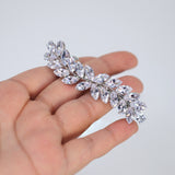 Silver Floral Leaves Vine CZ French Hair Clip, Bridal Hair Accessories, Bridesmaid Gift, Wedding Hair Accessory, Bridal Peach Hair Clip