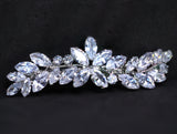 Silver Floral Leaves Wave CZ French Hair Clip, Bridal Hair Accessories, Bridesmaid Gift, Wedding Hair Accessory, Bridal Peach Hair Clip