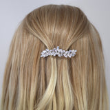 Silver Floral Leaves Wave CZ French Hair Clip, Bridal Hair Accessories, Bridesmaid Gift, Wedding Hair Accessory, Bridal Peach Hair Clip