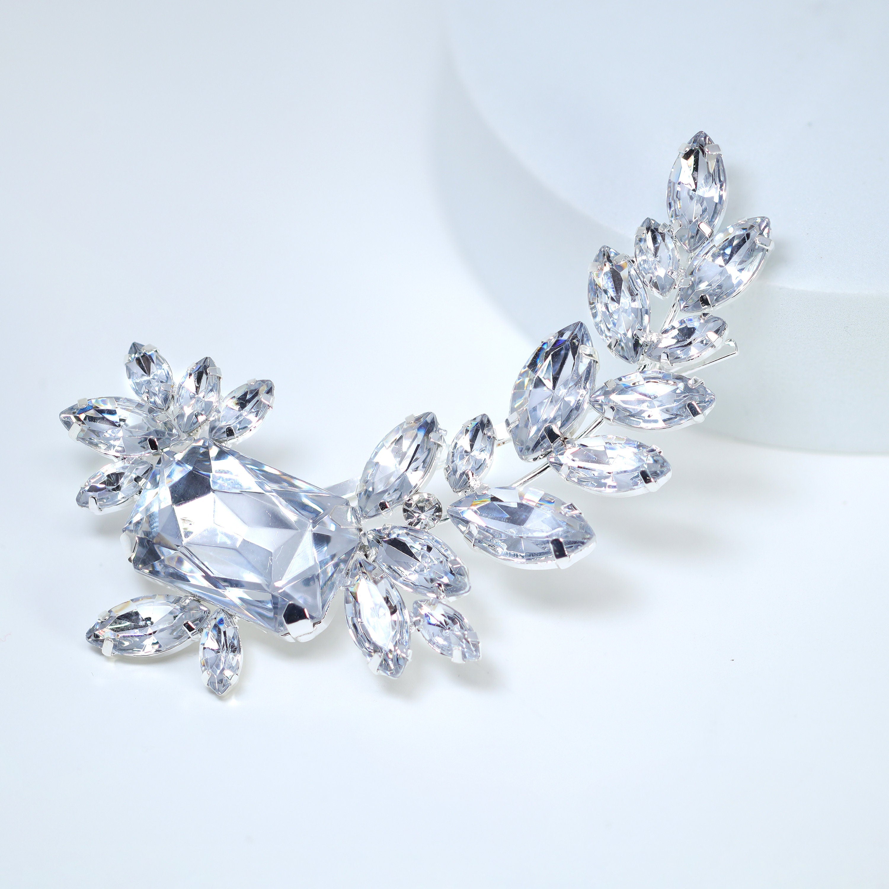Silver Floral Rhinestone Bobby Pin, Bridal Hair Accessories, Bridesmaid Gift, Wedding Hair Accessory, Bridal Peach Hair Clip