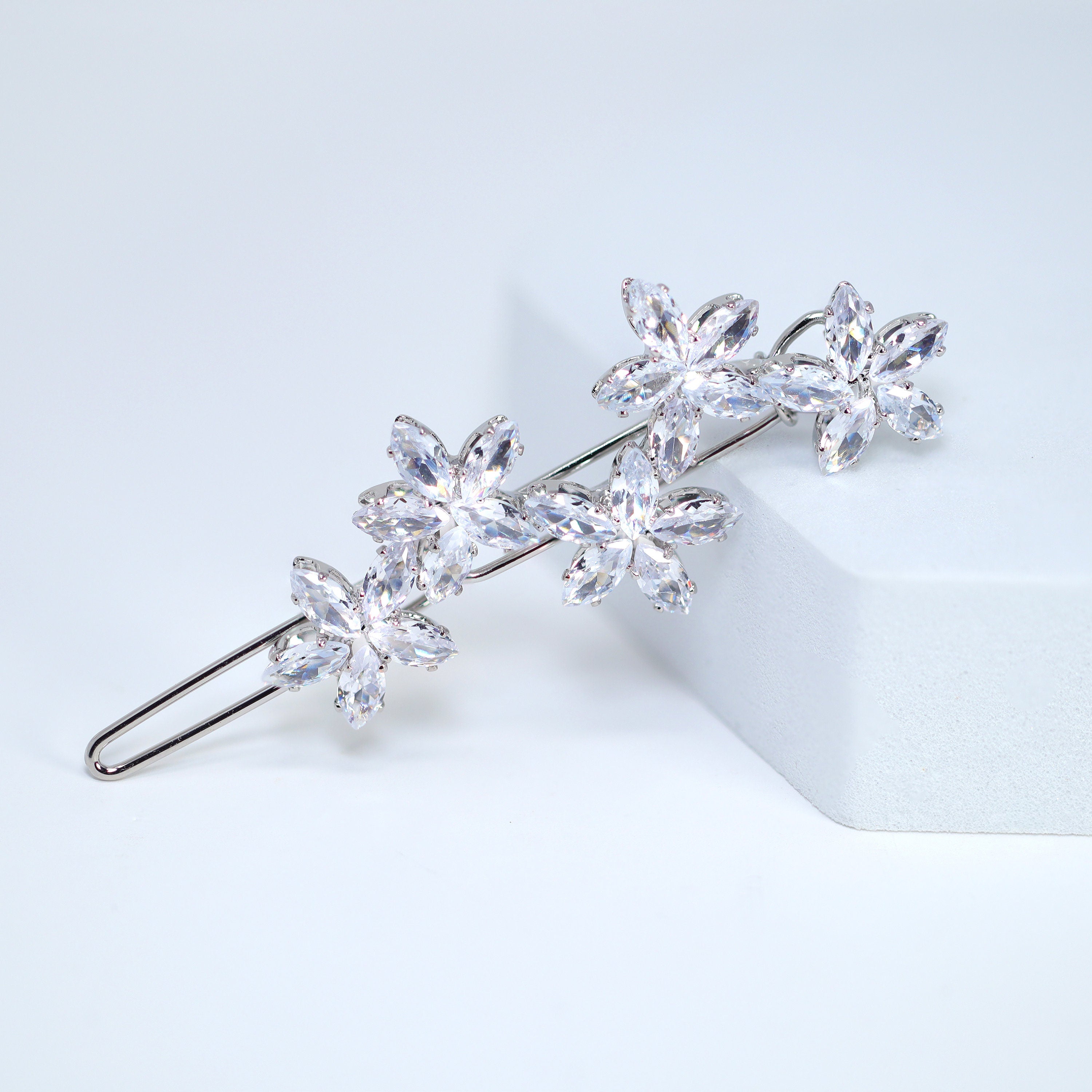 Dainty Shooting Star CZ Hair Clip, Bridal Hair Accessories, Bridesmaid Gift, Wedding Hair Accessory, Bridal Peach Hair Clip