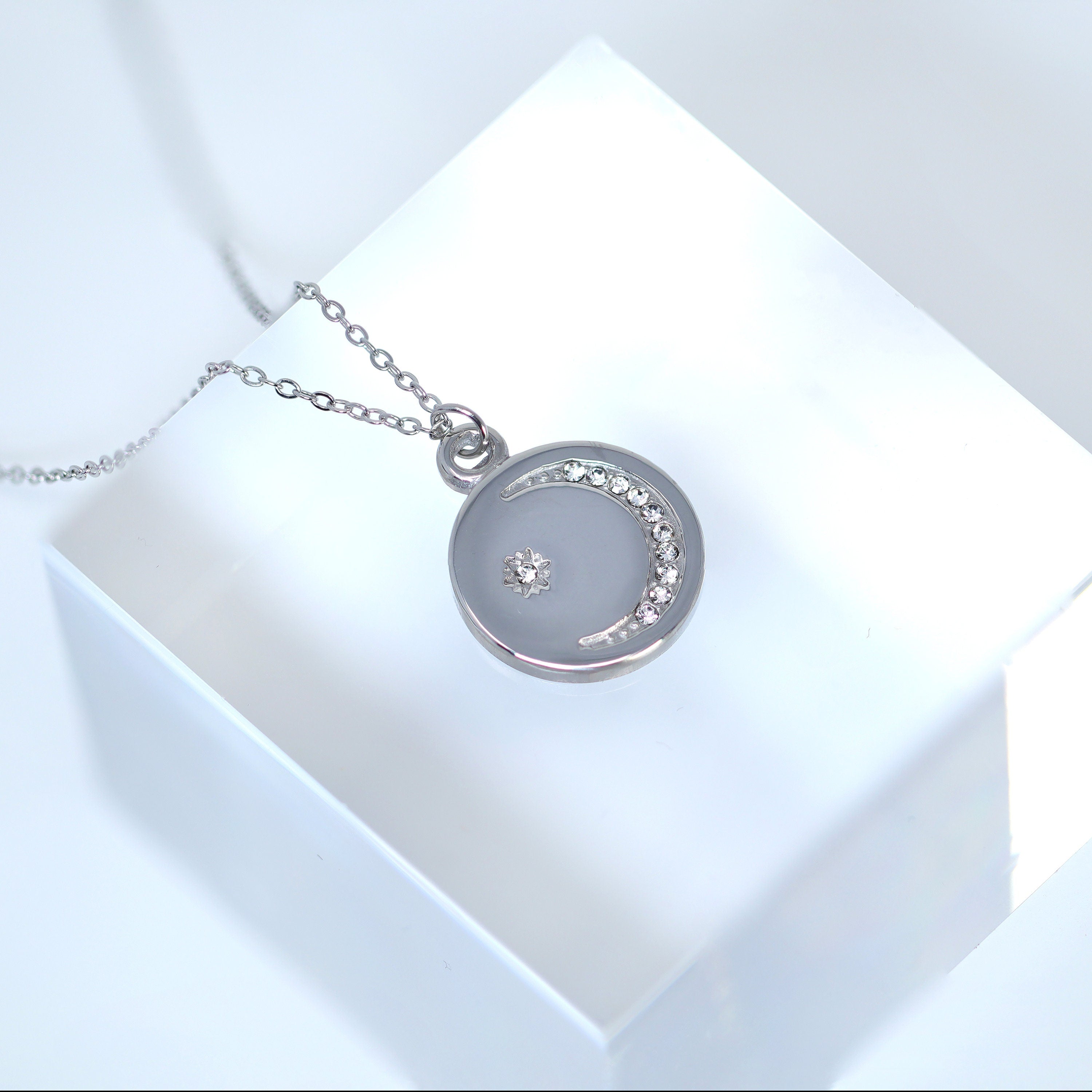 14k Gold Plated Moon Star Necklace • Minimalist Jewelry • Stainless Steel Necklace • Gift For Her