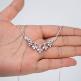 Dainty Dancing Leaves Drop V Necklace Set, Long Bridal Jewelry, Bridal Earrings And Necklace, Statement Earrings Cz Necklace Set.