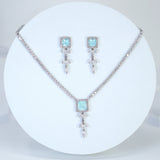 Something Light Icy Blue Zircon Diamond/Crystal Drop Necklace Set , Luxury Bridal Necklace Set, Bridal Jewelry, Statement Necklace