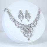 Swarovski Crystal Shimmering Chandelier Diamond/Crystal Necklace Set, Bridal Necklace Set, Faux Pearl Bridal Jewelry, Statement Necklace