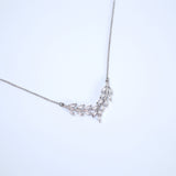Dainty Forest Leaves Wisper Drop V Necklace Set, Long Bridal Jewelry, Bridal Earrings And Necklace, Statement Earrings Cz Necklace Set.