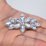 Silver Floral CZ And Rhinestone French Hair Clip, Bridal Hair Accessories, Bridesmaid Gift, Wedding Hair Accessory, Bridal Peach Hair Clip