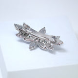 Silver Floral CZ And Rhinestone French Hair Clip, Bridal Hair Accessories, Bridesmaid Gift, Wedding Hair Accessory, Bridal Peach Hair Clip
