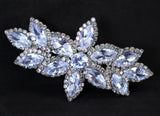 Silver Floral CZ And Rhinestone French Hair Clip, Bridal Hair Accessories, Bridesmaid Gift, Wedding Hair Accessory, Bridal Peach Hair Clip