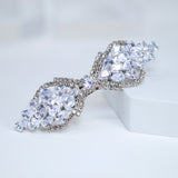 Bow Drops CZ And Rhinestone French Hair Clip, Bridal Hair Accessories, Bridesmaid Gift, Wedding Hair Accessory, Bridal Hair Clip