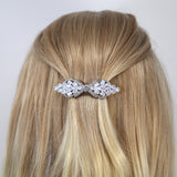 Bow Drops CZ And Rhinestone French Hair Clip, Bridal Hair Accessories, Bridesmaid Gift, Wedding Hair Accessory, Bridal Hair Clip