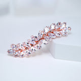 Silver Floral Leaves Vine CZ French Hair Clip, Bridal Hair Accessories, Bridesmaid Gift, Wedding Hair Accessory, Bridal Peach Hair Clip
