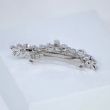 Silver Floral Leaves Wave CZ French Hair Clip, Bridal Hair Accessories, Bridesmaid Gift, Wedding Hair Accessory, Bridal Peach Hair Clip