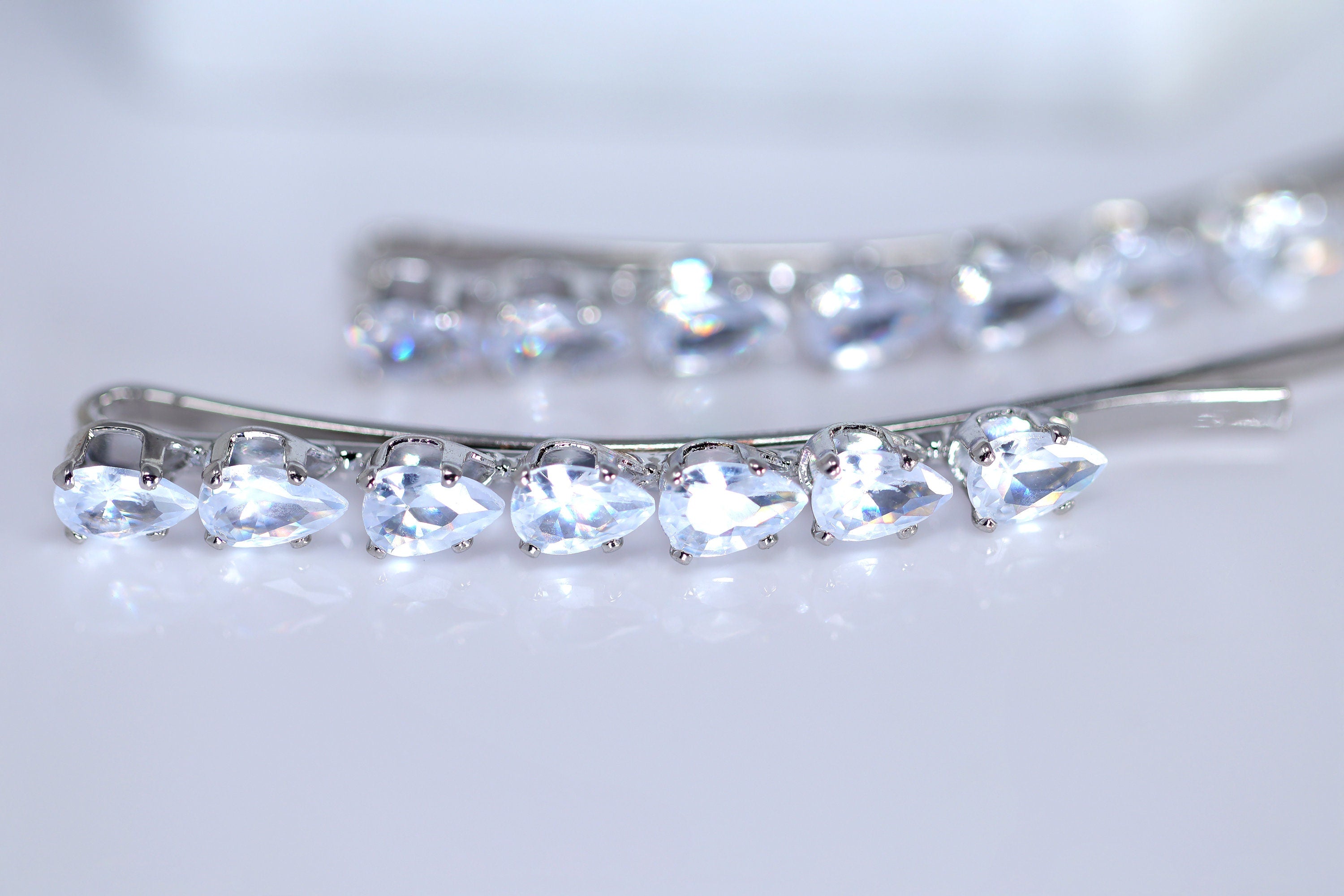 Cz Droplets Set Of 4 Bobby Pin, Bridal Hair Accessories, Bridesmaid Gift, Wedding Hair Accessory, Bridal Peach Hair Clip