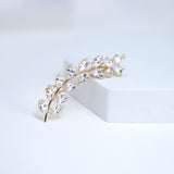 Dainty Flower On Leaves Vine CZ Hair Clip, Bridal Hair Accessories, Bridesmaid Gift, Wedding Hair Accessory, Bridal Peach Hair Clip