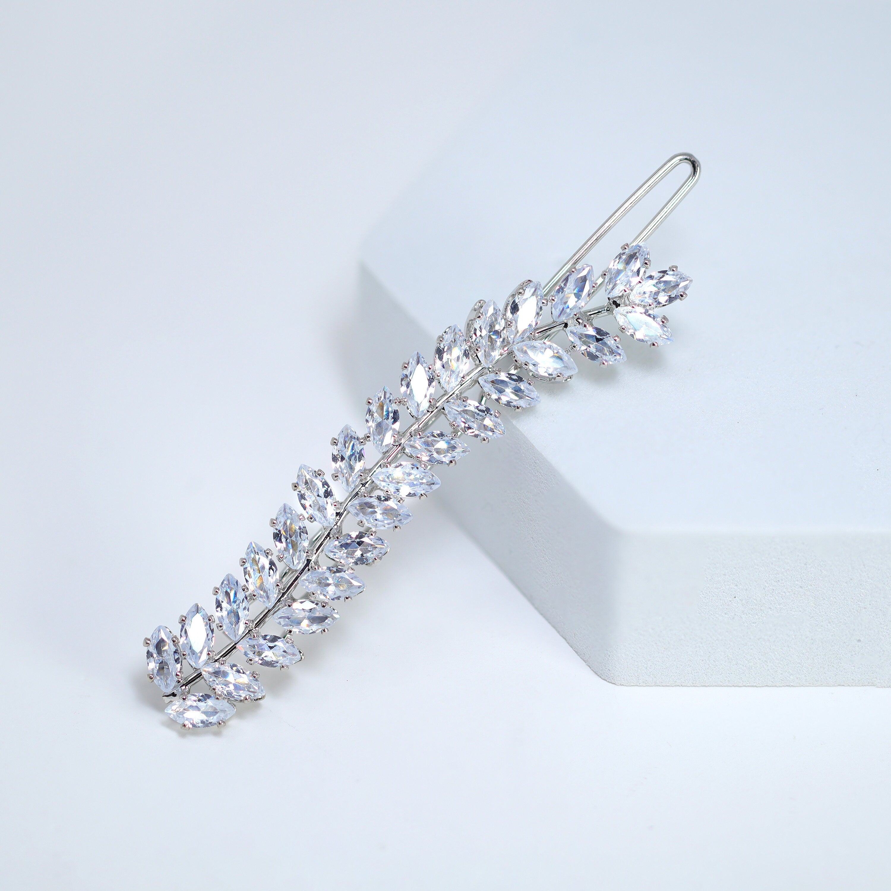 Dainty Fallen Leaves CZ Hair Clip, Bridal Hair Accessories, Bridesmaid Gift, Wedding Hair Accessory, Bridal Peach Hair Clip