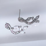 Dainty Dancing Leaves Drop V Necklace Set, Long Bridal Jewelry, Bridal Earrings And Necklace, Statement Earrings Cz Necklace Set.