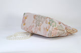 Peach Floral Immersive Gold Embroidered Fabric Floral Bridal Wedding Bag, Statement Bag, Evening Wedding Clutch, Cross Body Bag