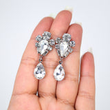 Rhinestone Love Bud Flower Drop Earrings, Bridal Jewelry, Bridal Earrings, Crystal Bridal Earrings, Statement Earrings Cz