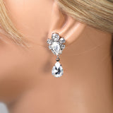 Rhinestone Love Bud Flower Drop Earrings, Bridal Jewelry, Bridal Earrings, Crystal Bridal Earrings, Statement Earrings Cz