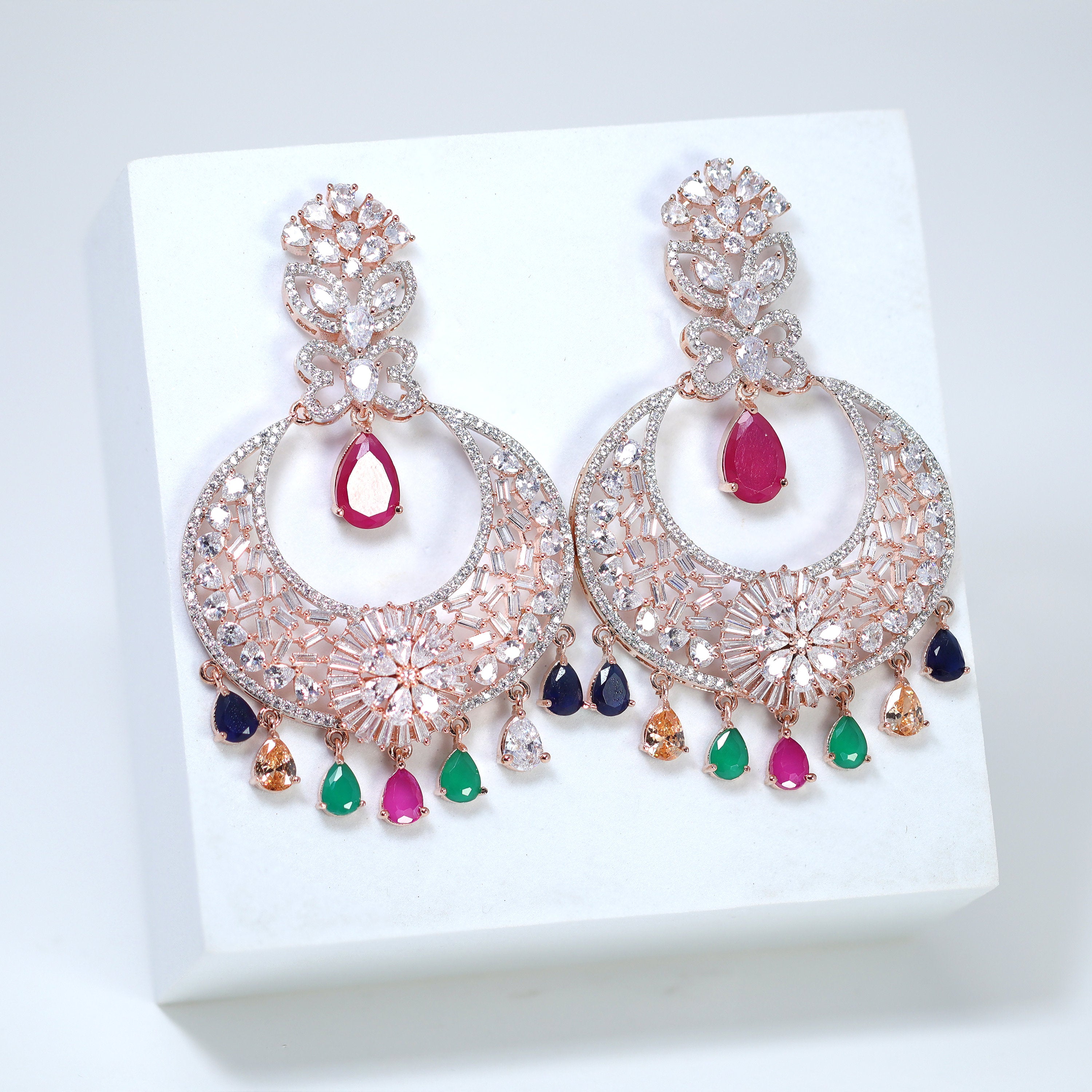 Majestic Chandelier Of Queens Castle - Statement Earrings with Swarovski Crystals, Diamond Earrings, Long Bridal Jewelry, Bridal Earrings