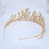 Swarovski Crystal, Natural Pearl And Flower Of Eternal Elegance In Heavenly Gold Garden Queen Tiara Bride Crown , Bridal Wedding Crown