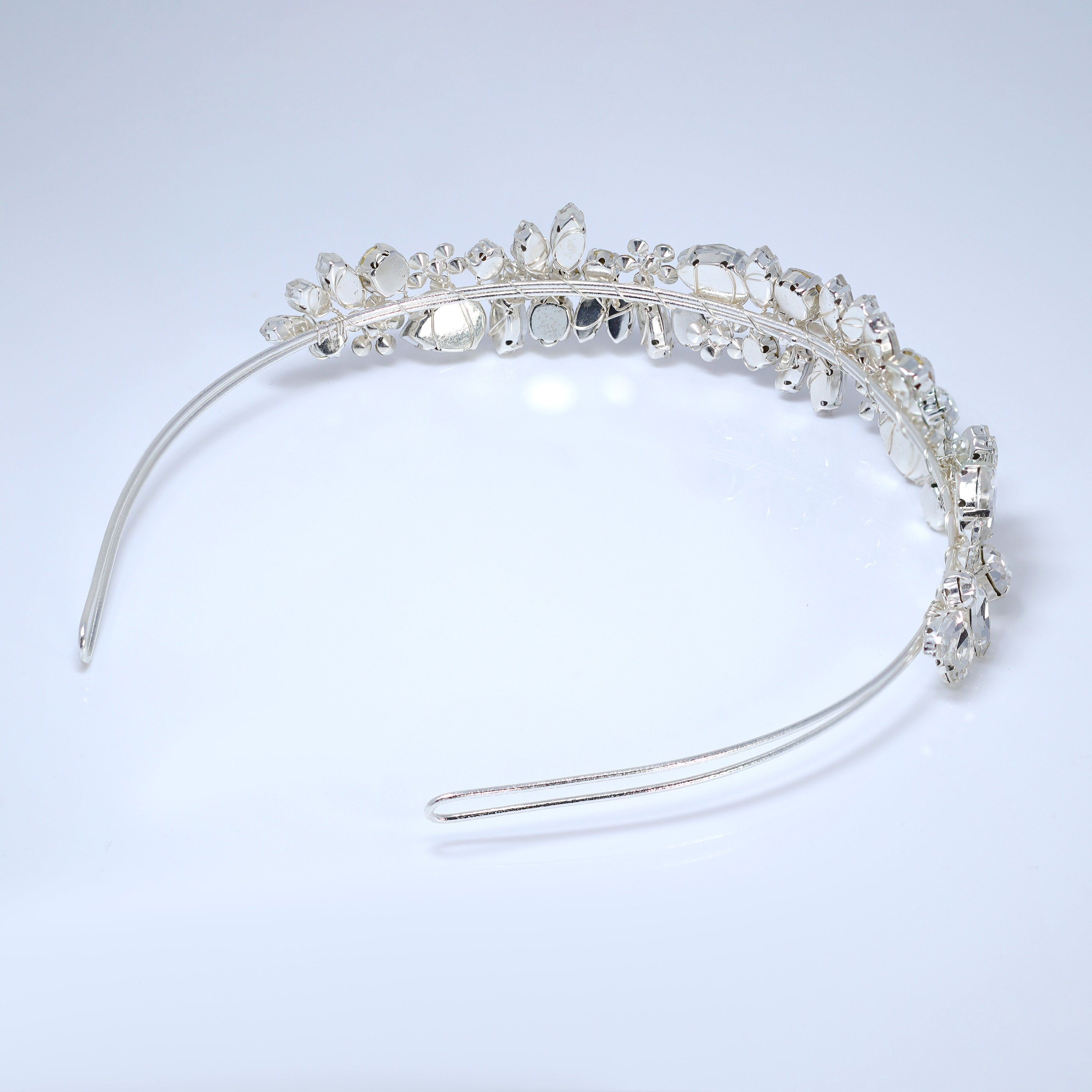 Swarovski Crystals Floral Twilight Bloom Teardrop Headband, Hair Vine Headband, Bridal Hair, Rhinestone Delicate Headband.