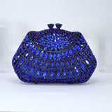 Flower Of Deep Blue Sea Rhinestone Embellished Small Wedding Clutch, Statement Bag, Evening Wedding Clutch