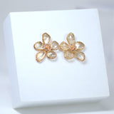 Fold Flower Stud Earrings, Bridal Jewelry, Stud Bridal Earrings, Statement Stud Earrings, Bridesmaid Flower Earring.