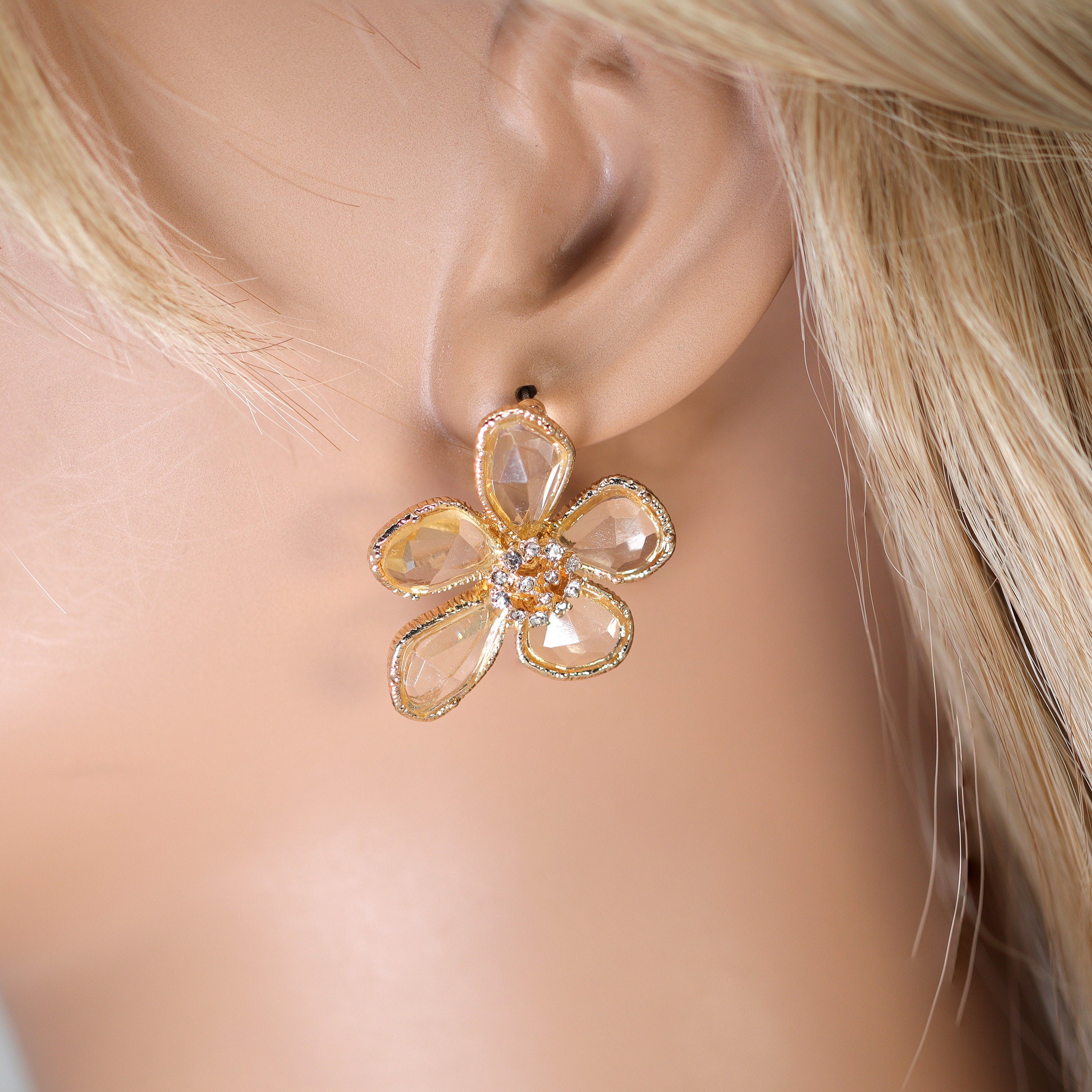 Fold Flower Stud Earrings, Bridal Jewelry, Stud Bridal Earrings, Statement Stud Earrings, Bridesmaid Flower Earring.