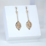 Gold Leaf Drop Earrings, Long Bridal Jewelry, Bridal Earrings, Crystal Bridal Earrings, Statement Leaves Earrings Cz