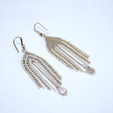 Elegant Waterfalls - Gold Swarovski AB Crystal Ear wire Chandelier Drop Earrings, Long Tassel Bridal Jewelry, Crystal Statement Earring.