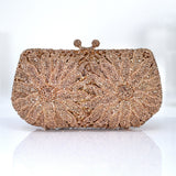 Gold Rhinestone Floral Wedding Bag, Statement Bag, Evening Clutch, Bridal Clutch, Bridal Bag, Red Cross Body Bag