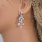 Diamond/ Swarovski Crystal Celestial Drops Necklace Set, Long Bridal Jewelry Set, Crystal Bridal , Statement Earrings